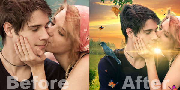 Blowing Valentine's Day Photo Manipulation