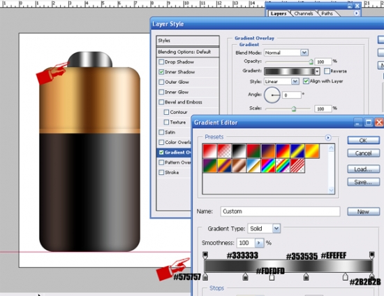 7 Battery Icon black gradie How to Create Battery Icon in Photoshop