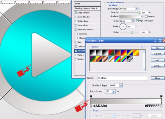11 Media Button play gradient How to Create Media Player Button in Photoshop