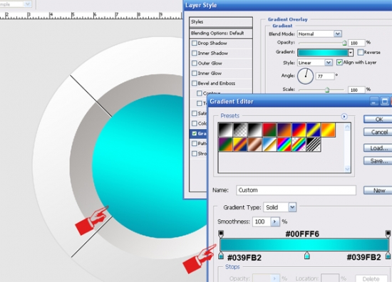 9 Media Button center gradient How to Create Media Player Button in Photoshop
