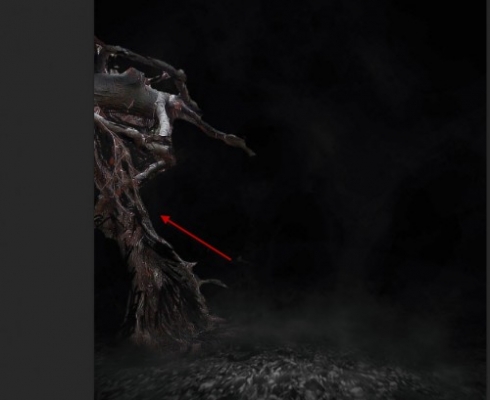 2 effect after mask 500x409 Create a Surreal Burning Tree Scene with Falling Particle Effect in Photoshop