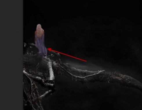 4 paste 500x388 Create a Surreal Burning Tree Scene with Falling Particle Effect in Photoshop