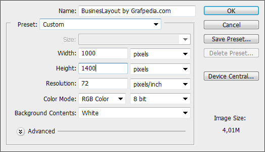 Photoshop tutorial - How To Design A Business Web Layout - step 1