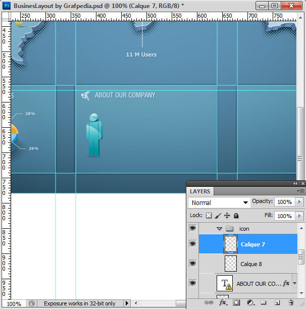 Photoshop tutorial - How To Design A Business Web Layout - step 29