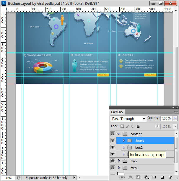 Photoshop tutorial - How To Design A Business Web Layout - step 37
