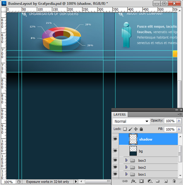 Photoshop tutorial - How To Design A Business Web Layout - step 39