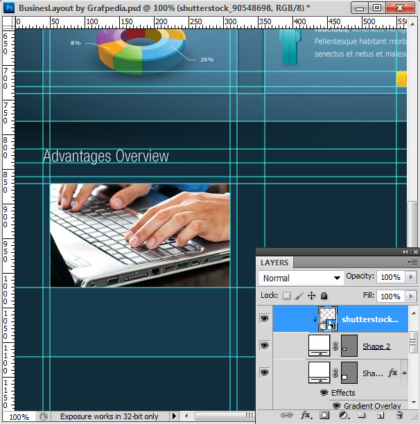 Photoshop tutorial - How To Design A Business Web Layout - step 45