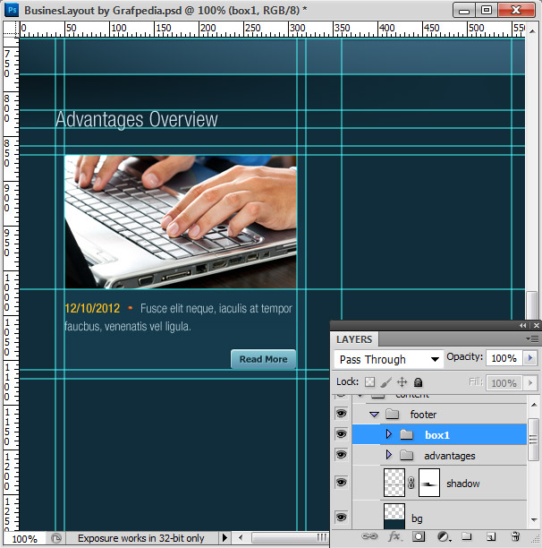 Photoshop tutorial - How To Design A Business Web Layout - step 49