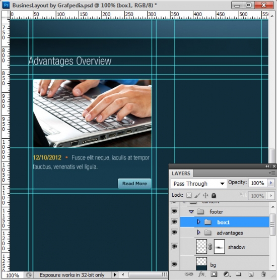 Photoshop tutorial - How To Design A Business Web Layout - step 49