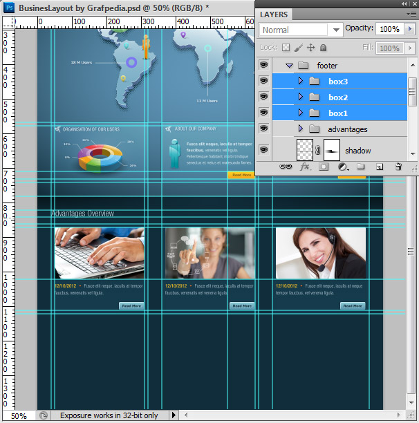 Photoshop tutorial - How To Design A Business Web Layout - step 50