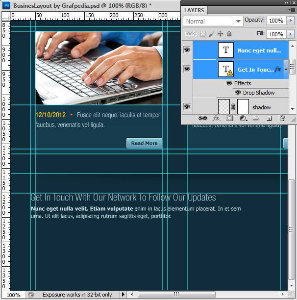 Photoshop tutorial - How To Design A Business Web Layout - step 53