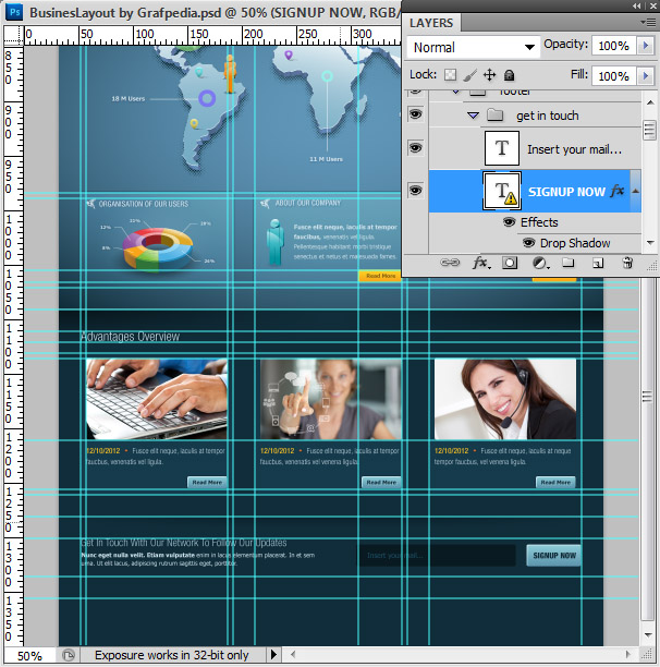 Photoshop tutorial - How To Design A Business Web Layout - step 57