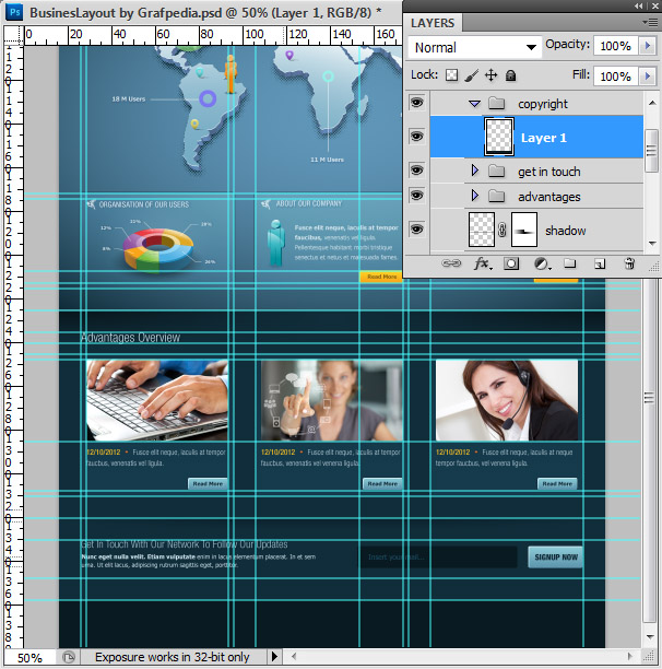 Photoshop tutorial - How To Design A Business Web Layout - step 58