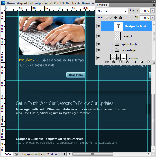 Photoshop tutorial - How To Design A Business Web Layout - step 59
