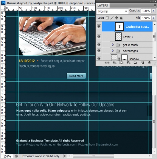Photoshop tutorial - How To Design A Business Web Layout - step 59