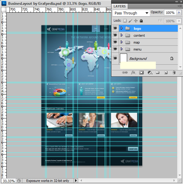 Photoshop tutorial - How To Design A Business Web Layout - step 65
