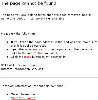 Standard Error Page