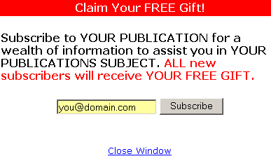 Example popup window
