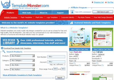 TemplateMonster.com after redesign