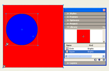 Figure 8 Symbols created in Freehand are automatically transferred to the Fireworks MX Library