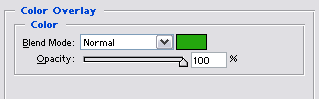 Layer Style - Color overlay settings