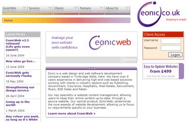 Eonic.co.uk homepage
