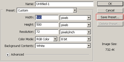 New Document Action Preset