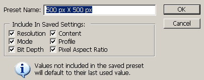 New Document Action Preset