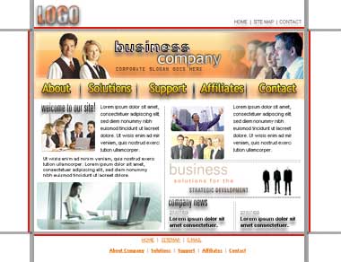 Full Business Template Design Tutorial: Final Result (Click to enlarge)