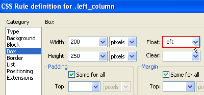 left column