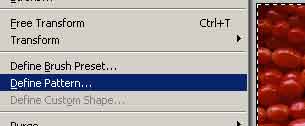 The Define Pattern tool is located under the Edit menu. 