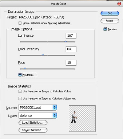 Match Color settings