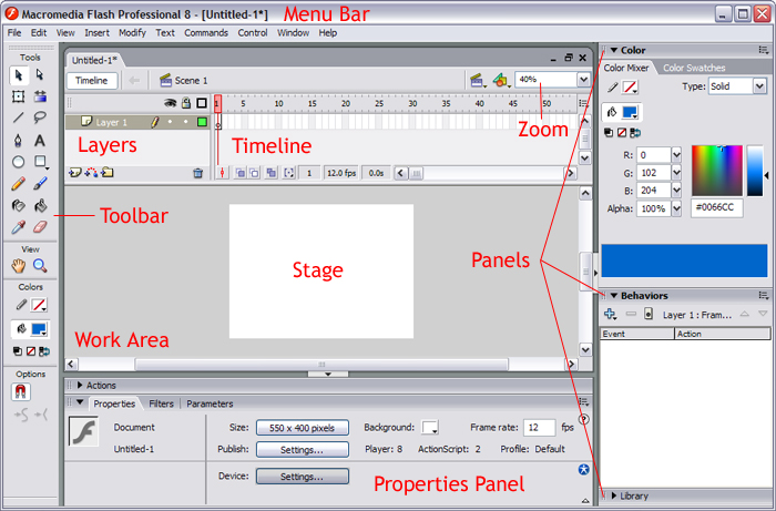 Flash 8 Environment | Flash Tutorials