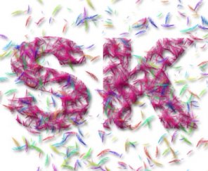 Pink Blue Feather Text