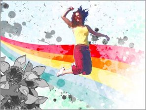 Beautiful Young Woman Jumping