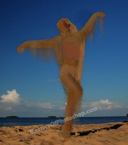 Turning a Woman into a Statue of Sand