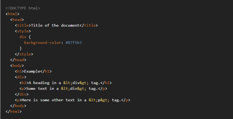 Basics Of Div Tags HTML Tutorials