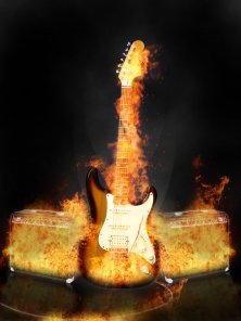 Adding fire to create a realistic flaming guitar