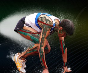 Design a futuristic athlete graphic