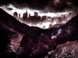 Design a Dark and Misty Mountain with Distant City Scene in Photoshop