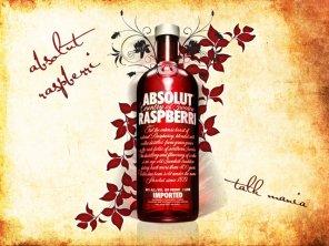 Absolut Raspberri vodka bottle wallpaper in Photoshop