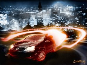 Create a dramatic car speeding scene