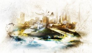 Design an Awesome Watercolour Style \'City on Cloud\' Artwork in Photoshop