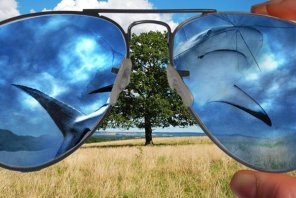 Create an abstract sea on land illusion