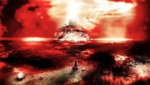 Design a Dante's Inferno Game Inspired Dark Flaming Hell Scene in Photoshop