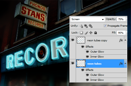 Neon Records - Animated Neon Sign Photoshop Tutorial 14
