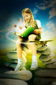 Photo Manipulate an Explosive Magical Reading Scene