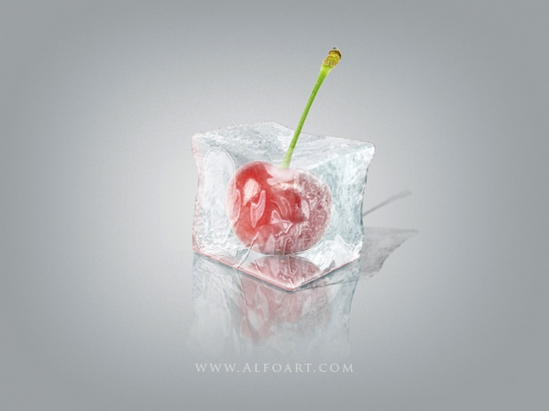 Ice Cube with cherry inside