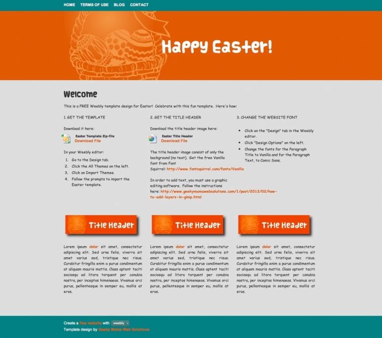 FREE Weebly template