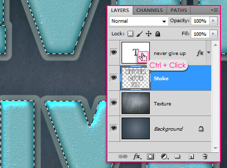 Turquoise Metallic Text Effect step 3